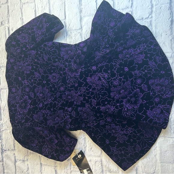 NWT Vintage Leslie Fay Peplum Blouse w/ Black & Purple Burn Out Print. Size 8. - Picture 9 of 9